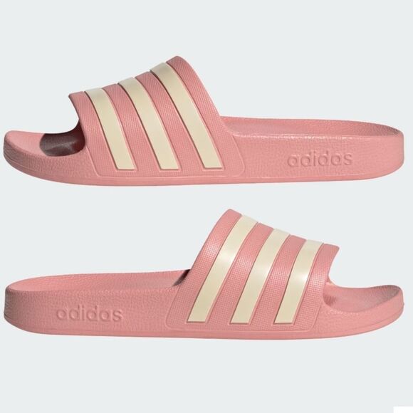 Adidas Adilette Aqua Slide Sandals- Wonder Mauve/Wonder White - Picture 1 of 14